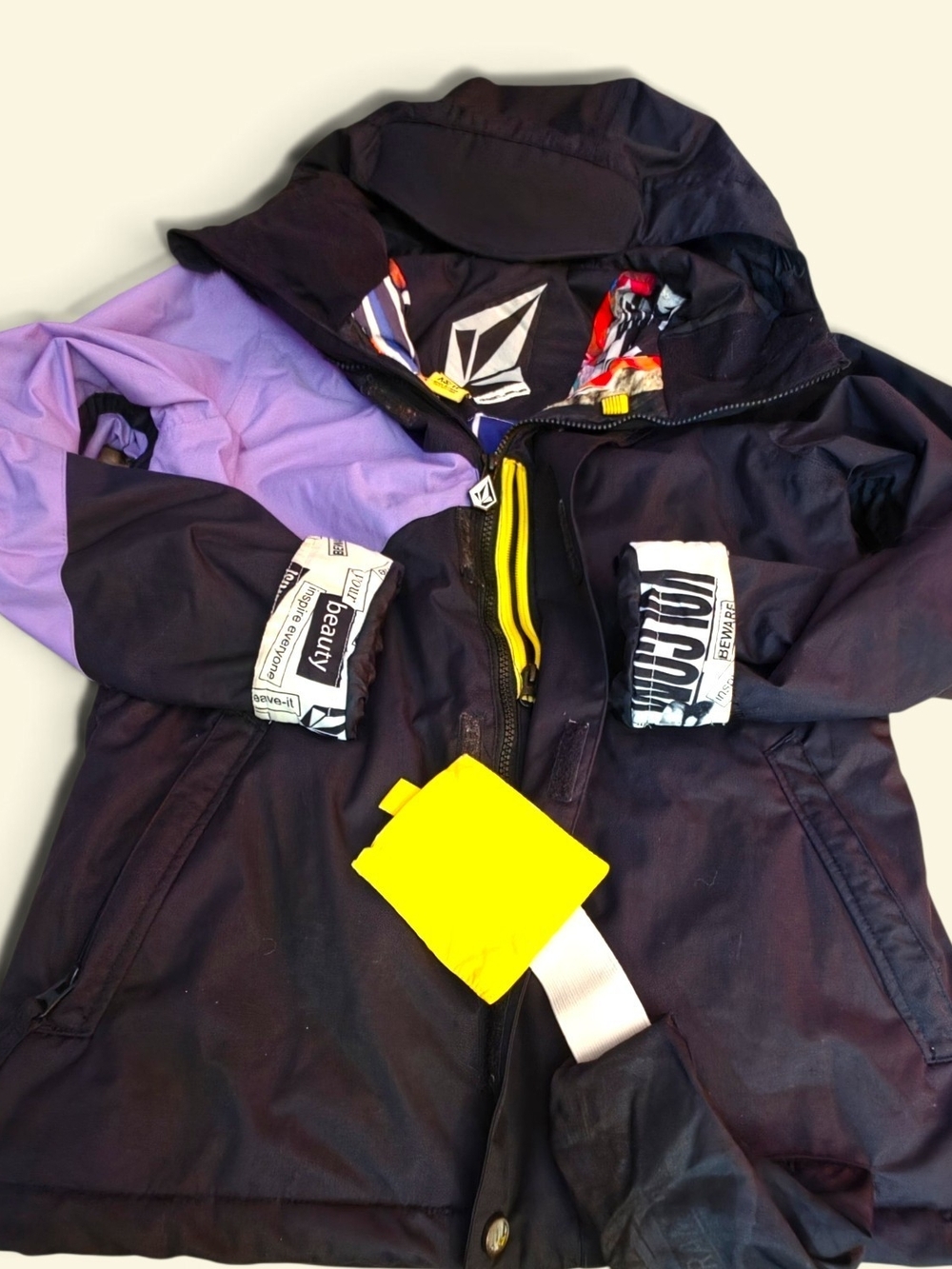 Volcom Black Jacket with Lavender Accent
